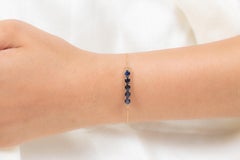 Natural Blue Sapphire Chain Bracelet in 14K Yellow Gold