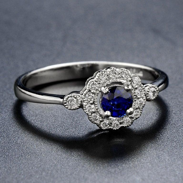 Natural Blue Sapphire Diamond Cocktail Ring 3