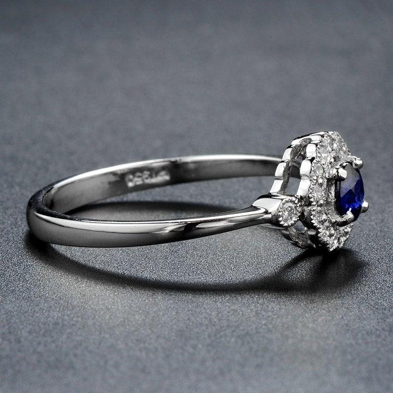 Natural Blue Sapphire Diamond Cocktail Ring 4