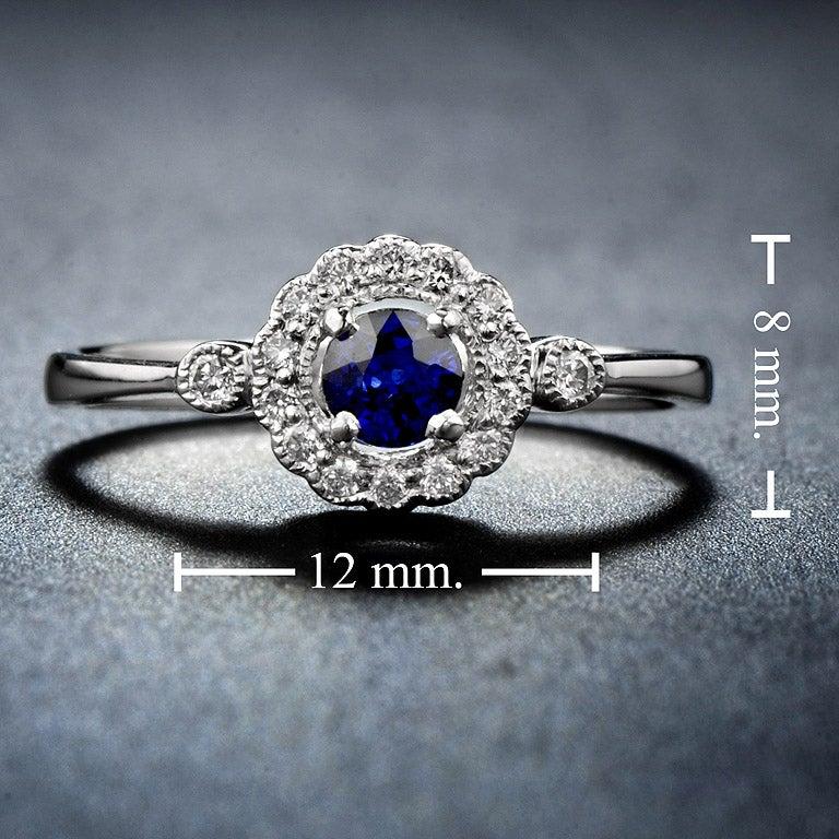 Natural Blue Sapphire Diamond Cocktail Ring 7