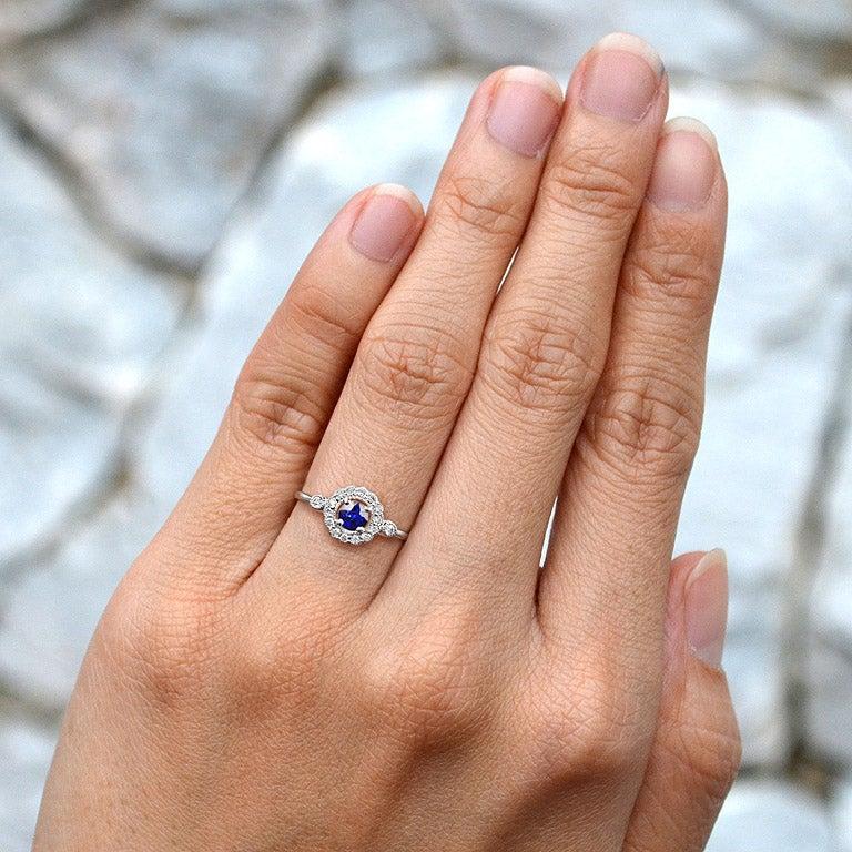 Natural Blue Sapphire Diamond Cocktail Ring 8