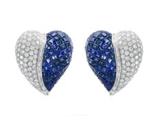 Natural Blue Sapphire & Diamond Earring in 18k Gold