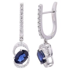 18K Gold Blue Sapphire & Diamond Stud Earrings, 2.01ct