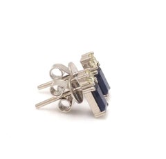 14K Gold Octagon Blue Sapphire & Diamond Halo Earrings