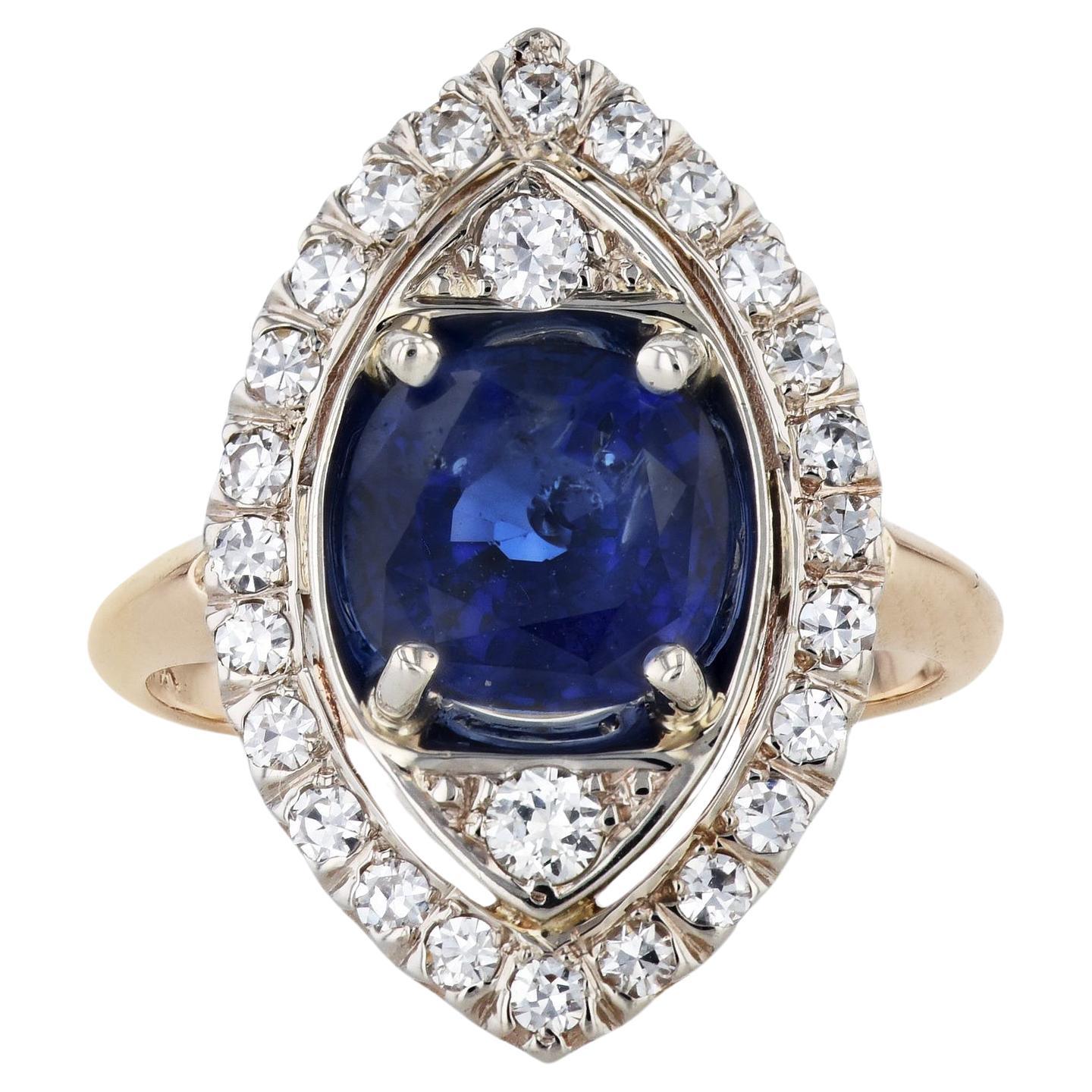 Natural Blue Sapphire Diamond Estate Ring