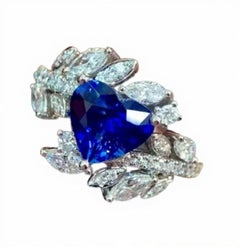 Natürlicher blauer Saphir & Diamant Ring in 14k Gold