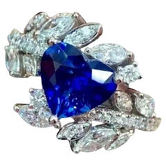 Natürlicher blauer Saphir & Diamant Ring in 14k Gold