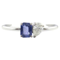 Natural Blue Sapphire 0.45ct & Diamond 0.21ct Ring in 14K Gold, India