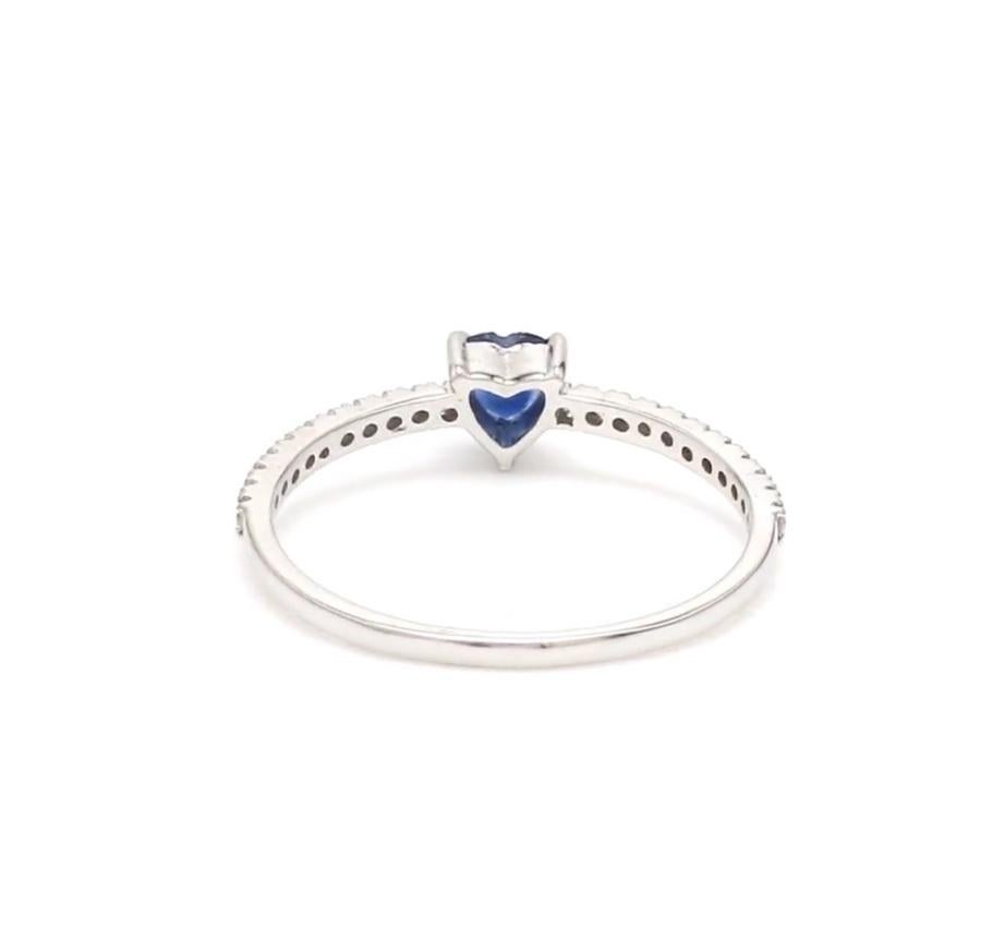 Natural blue sapphire diamond ring in 18k gold in vendita 7