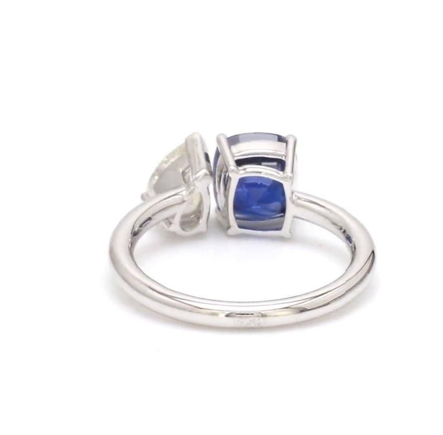 Blue sapphire cushion and diamond pear toe moe ring in Gold  Real Blue sapphire diamond engagement ring gold  Natural sapphires ring gold

STONE DETAILS :
✦ Stone: Blue Sapphire
✦ Stone Type : Natural
✦ Stone Size : 4x2mm
✦ Stone Shape : Cushion
✦