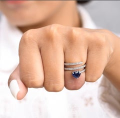 Natural 1.58cts Blue Sapphire & 0.48cts Diamond Ring in 18k Gold