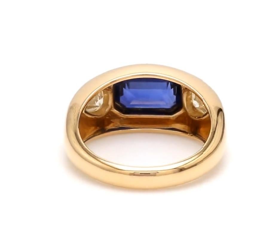 Taglio Asscher Natural blue sapphire diamond ring in 18k gold in vendita