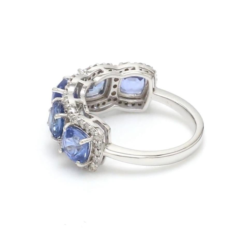 Natural blue sapphire diamond ring in 18k gold Damen im Angebot