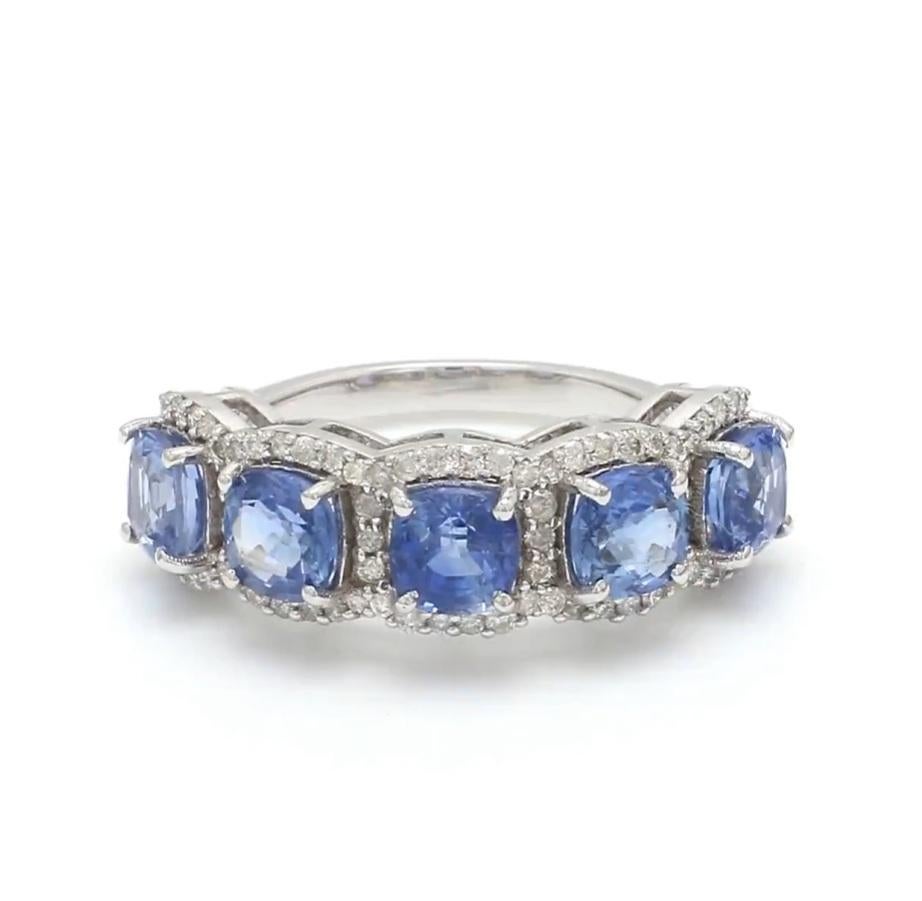 Natural blue sapphire diamond ring in 18k gold im Angebot 1