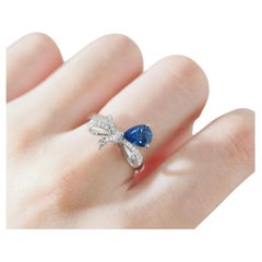 Natural Blue Sapphire & Diamond Ring in 18k Gold