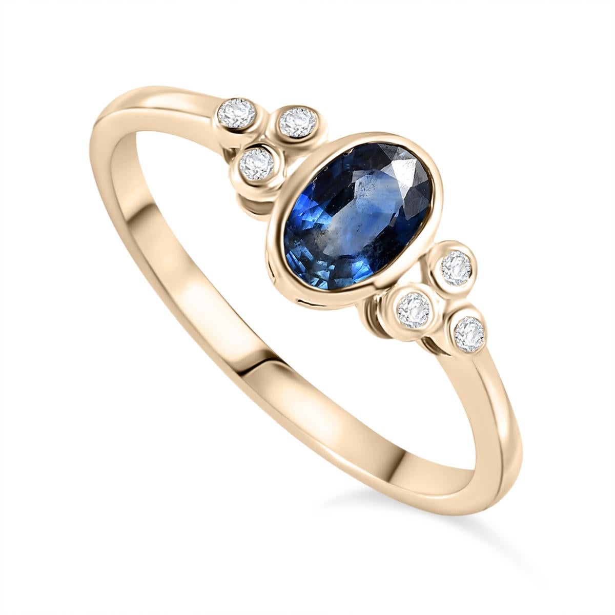 For Sale:  Natural  Blue Sapphire Diamond Wedding Ring Gift for Her in 14k Yellow Gold 3
