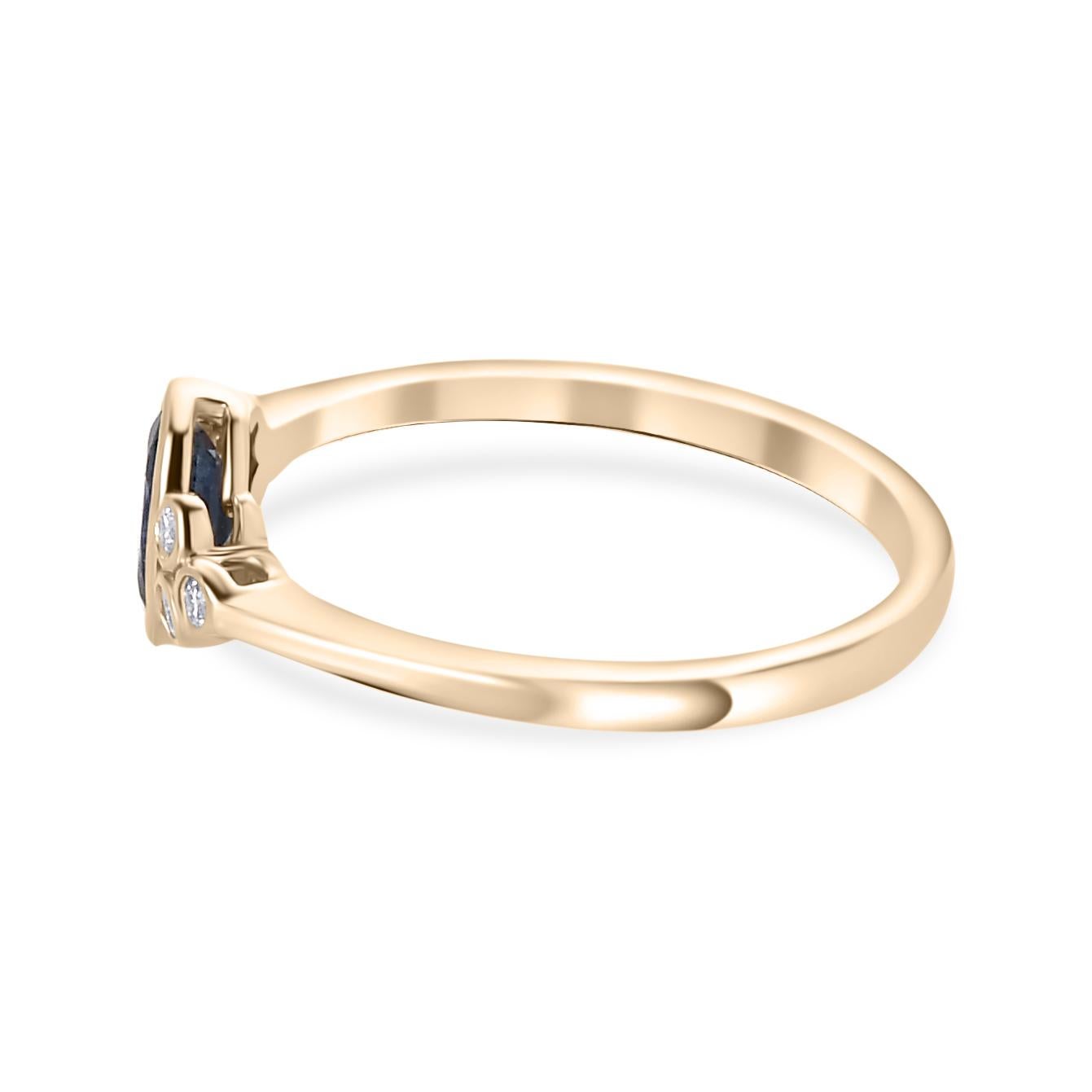 For Sale:  Natural  Blue Sapphire Diamond Wedding Ring Gift for Her in 14k Yellow Gold 5