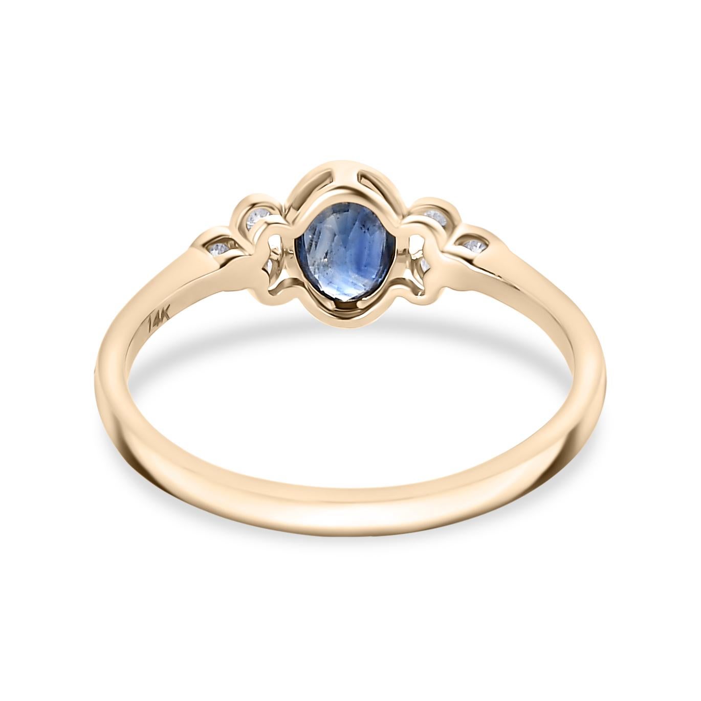For Sale:  Natural  Blue Sapphire Diamond Wedding Ring Gift for Her in 14k Yellow Gold 7