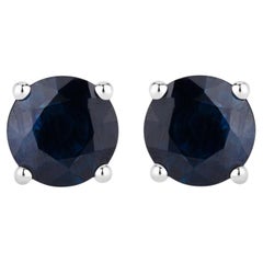 Natural Blue Sapphire Earrings 1.68 Carats 14K White Gold