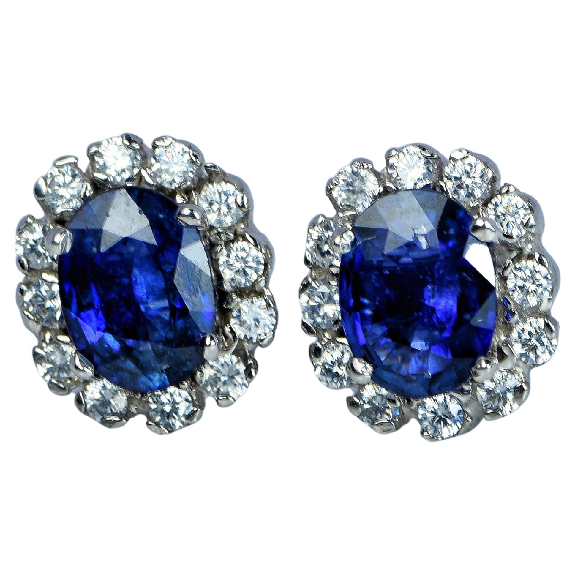 Natural Blue Sapphires and Diamond Earrings For Sale at 1stDibs manufactured diamond stud earrings