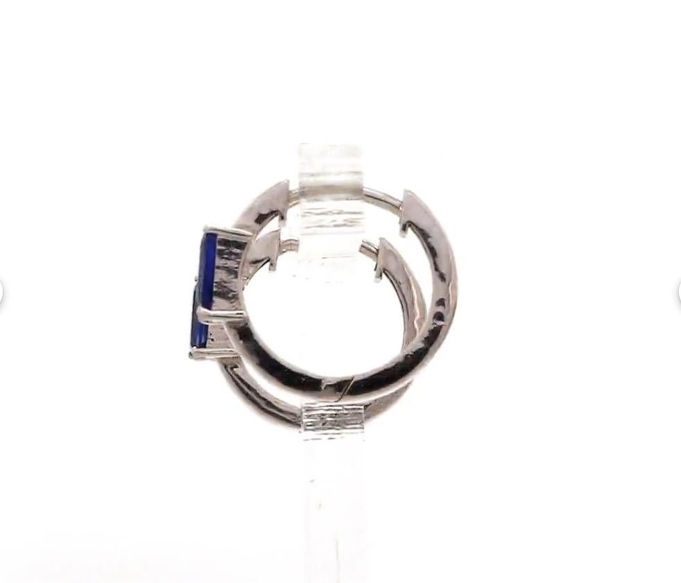 Ohrringe aus natürlichem blauem Saphir in 14k Gold (Asscher-Schliff) im Angebot