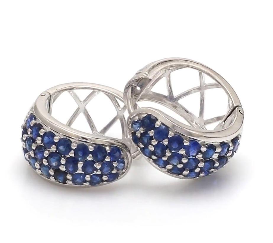 Natural blue sapphire earrings in 14k gold in vendita 1
