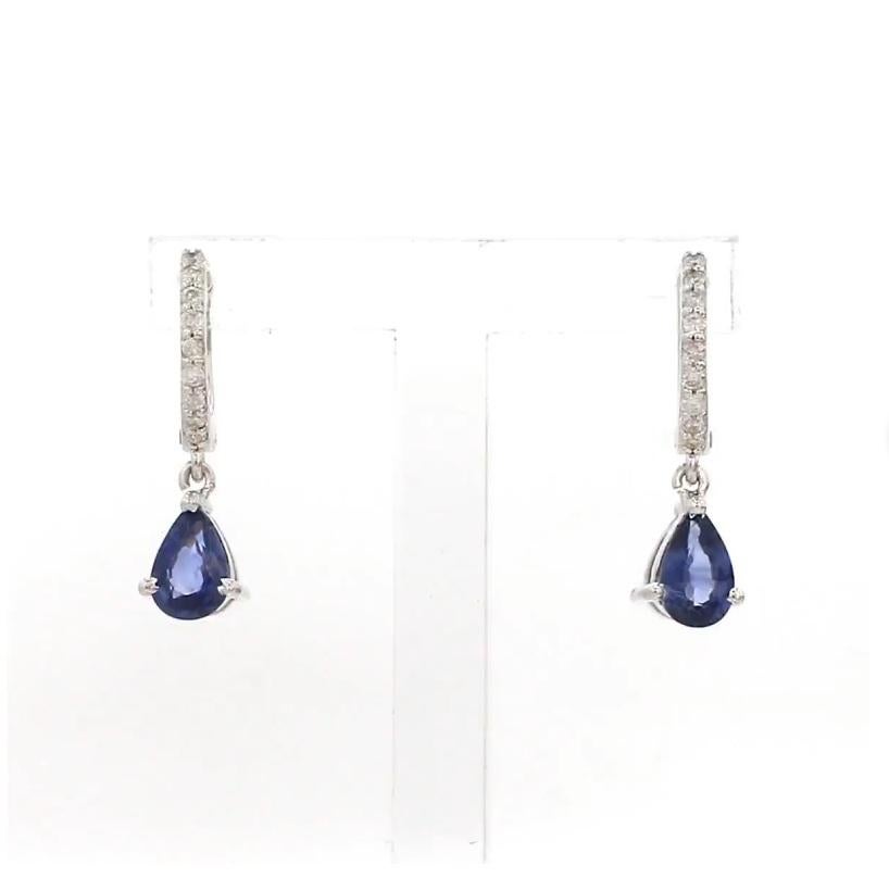 Natural blue sapphire earrings in 14k gold in vendita 1