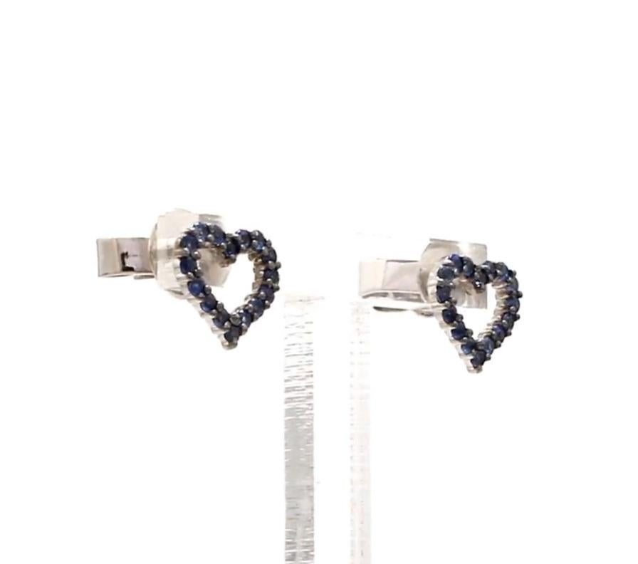 Natural blue sapphire earrings in 14k gold in vendita 1