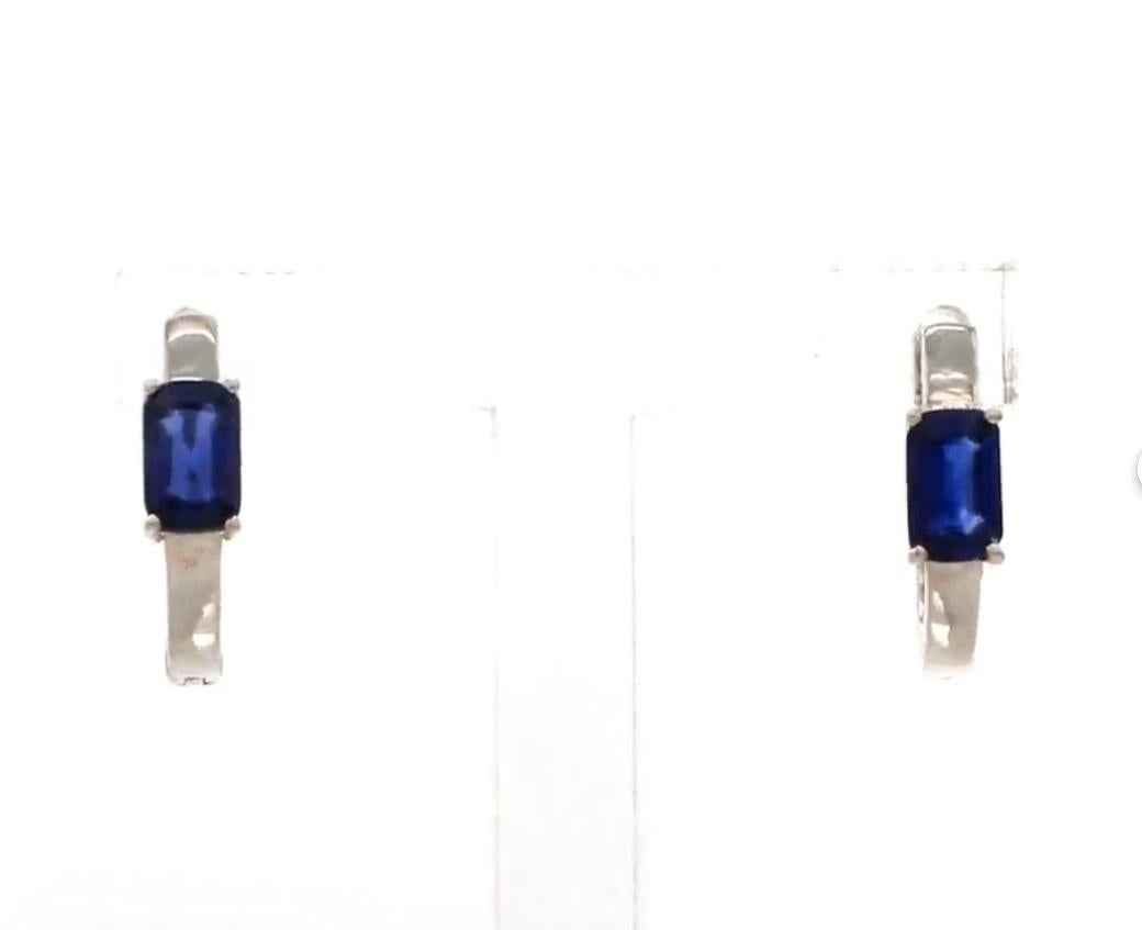Natural blue sapphire earrings in 14k gold in vendita 1