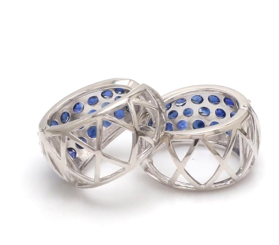 Natural blue sapphire earrings in 14k gold in vendita 4