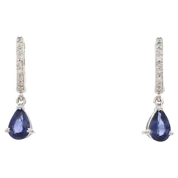 Natural blue sapphire earrings in 14k gold