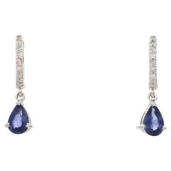Natural blue sapphire earrings in 14k gold