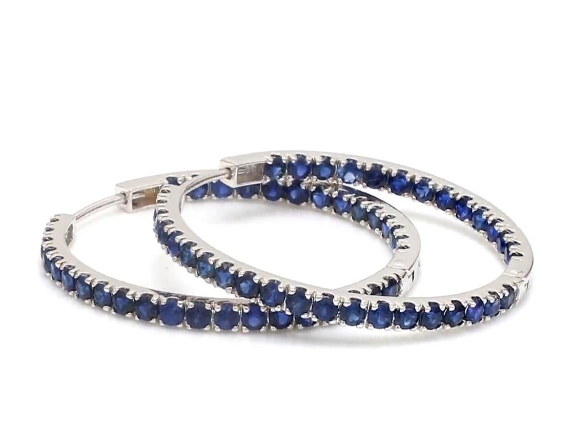 Natural blue sapphire earrings in 18k gold en vente 1