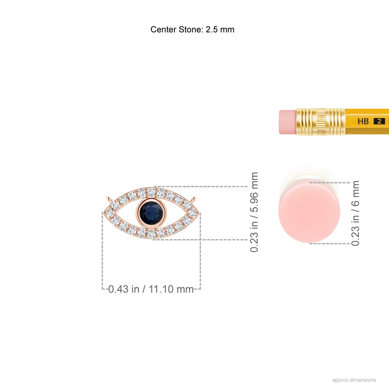 Round Cut Natural Blue Sapphire Evil Eye Pendant with Diamond Accents in 18K Rose Gold For Sale