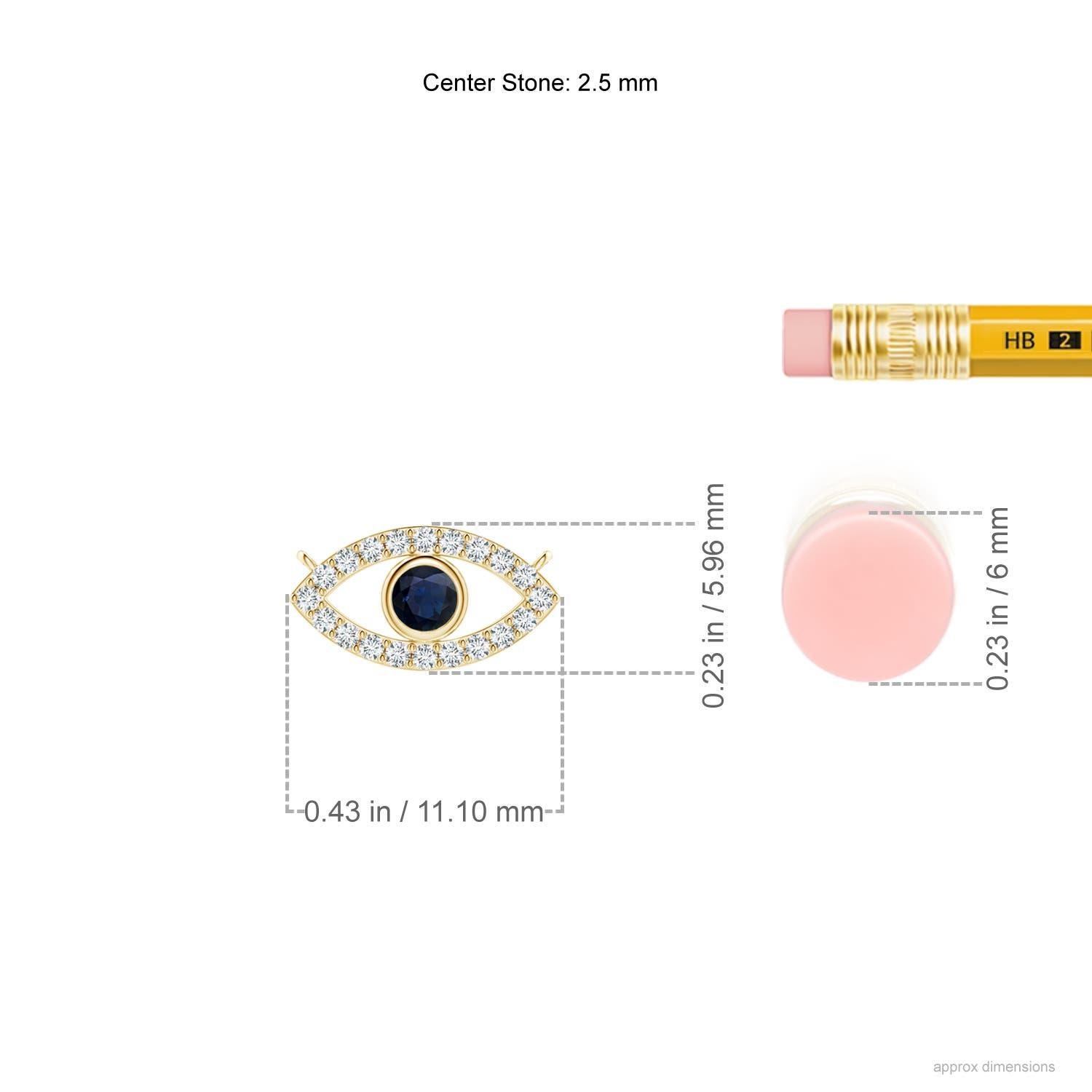 Round Cut Natural Blue Sapphire Evil Eye Pendant with Diamond Accents in 18K Yellow Gold For Sale