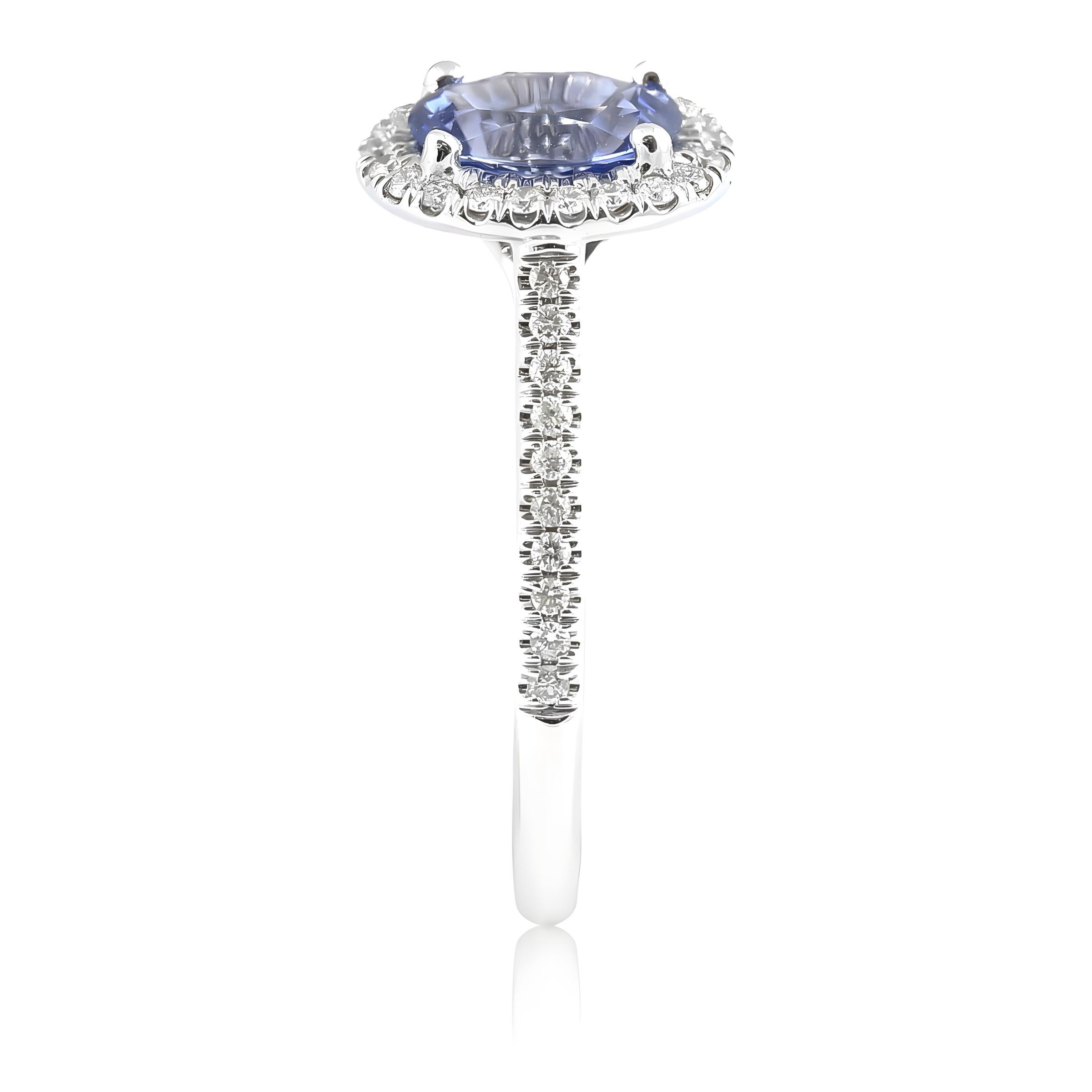 Natürlicher Blauer Saphir Edelstein 1,25 Karat in 14K Weißgold Ring mit Diamanten im Zustand „Neu“ im Angebot in Los Angeles, CA