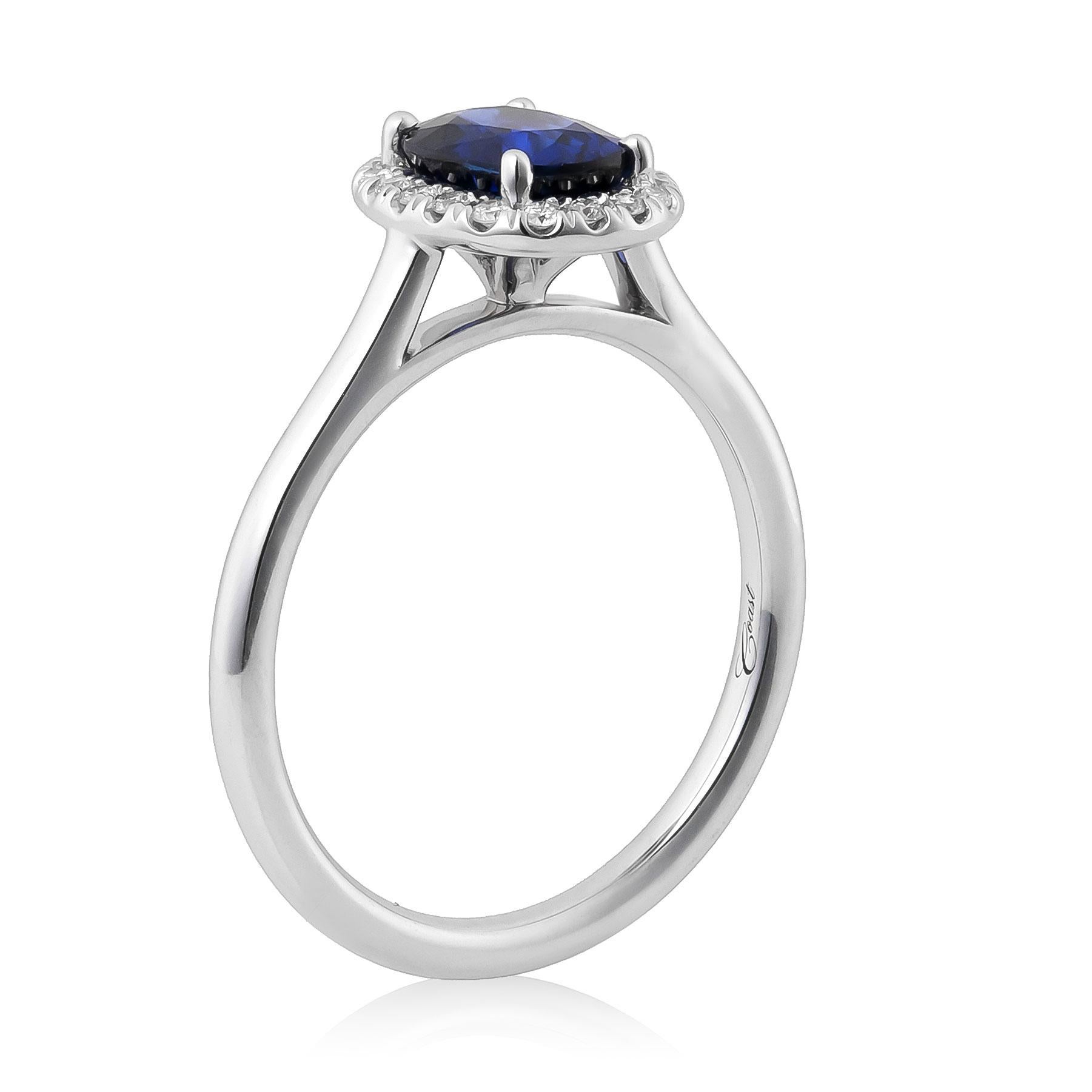 Mixed Cut Natural Blue Sapphire Gemstone 1.29 carats in 14K White Gold Ring with Diamonds For Sale
