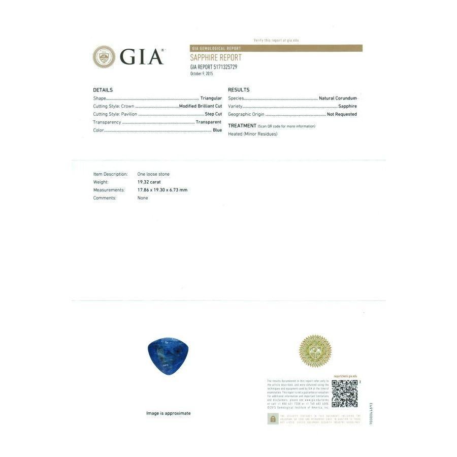 Natürlicher Blauer Saphir Edelstein 19,32 Karat mit GIA Bericht / JupiterGem (Gemischter Schliff) im Angebot