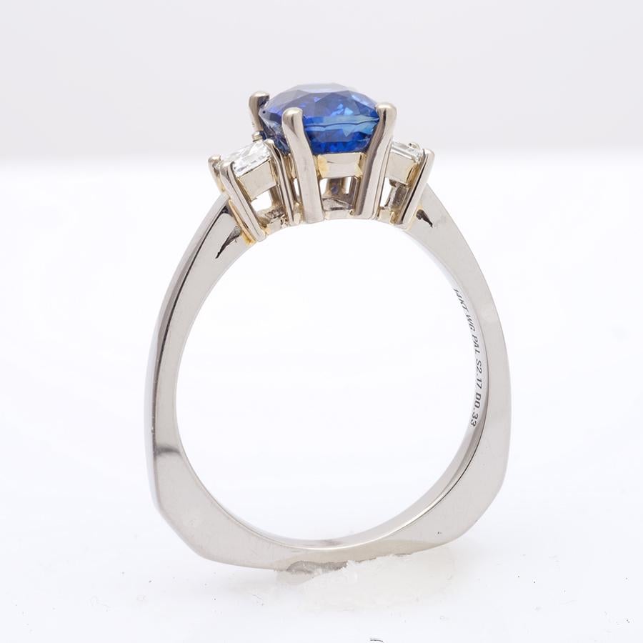 Mixed Cut Natural Blue Sapphire Gemstone 2.17 cts in 14KWG Ring with Diamonds / GIA Report For Sale
