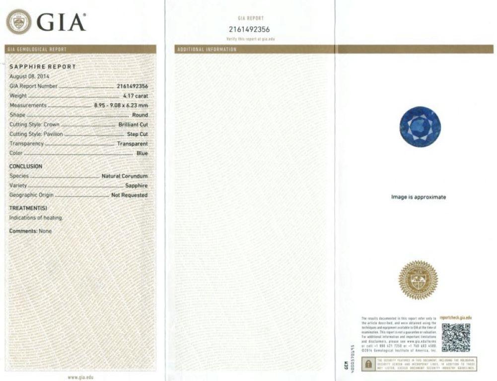Natürlicher Blauer Saphir Edelstein 4.17 Karat mit GIA Bericht / JupiterGem (Gemischter Schliff) im Angebot