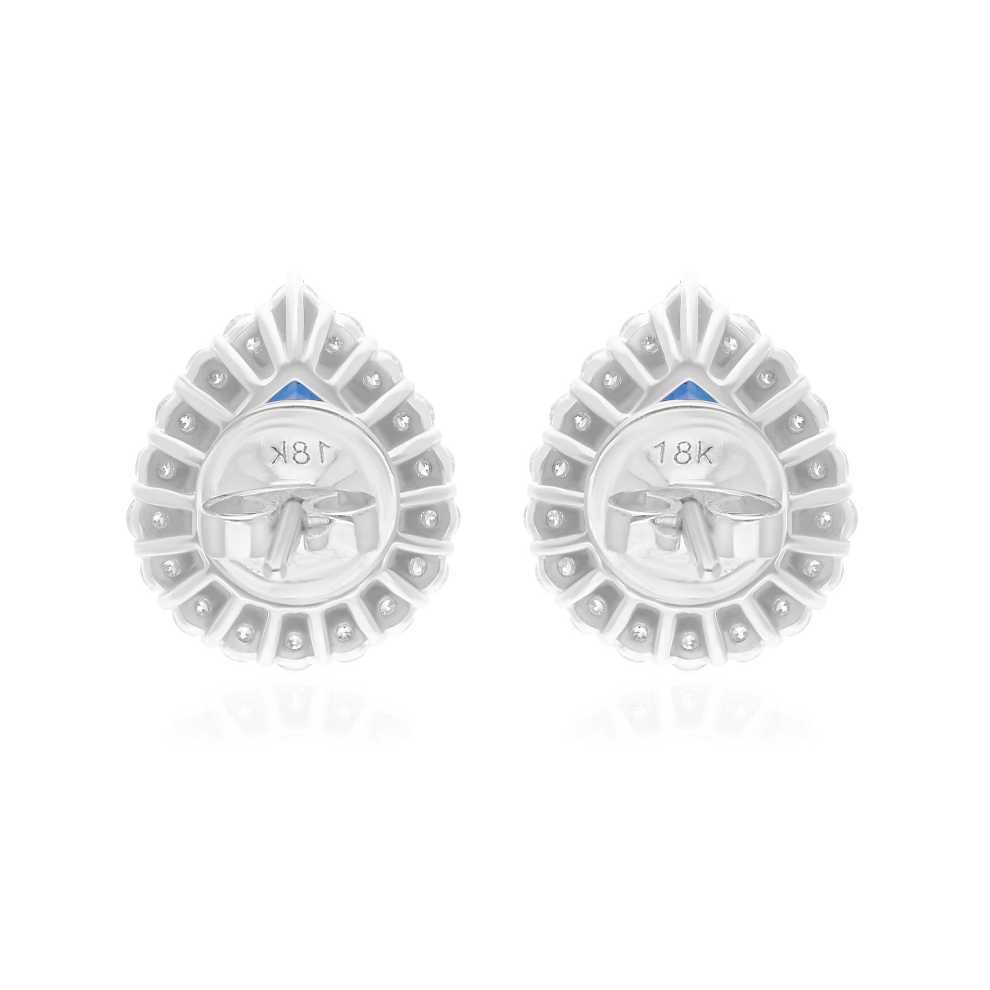 Pendientes de zafiro azul natural SI/H Diamante Joyas de oro blanco de 18 quilates Moderno en venta