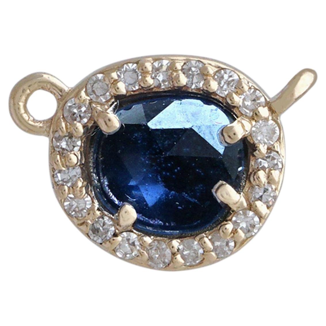 Gioielli con zaffiro blu naturale e diamanti, in oro giallo massiccio 14k