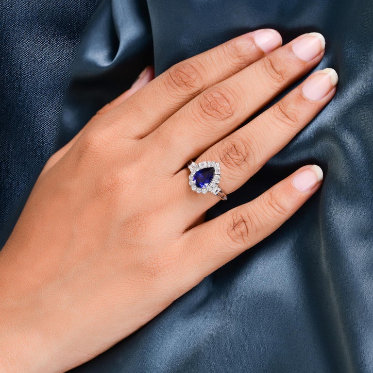 Anello Da Donna Vintage In Cristallo Di Zaffiro, Placcato In Oro - Foto 3