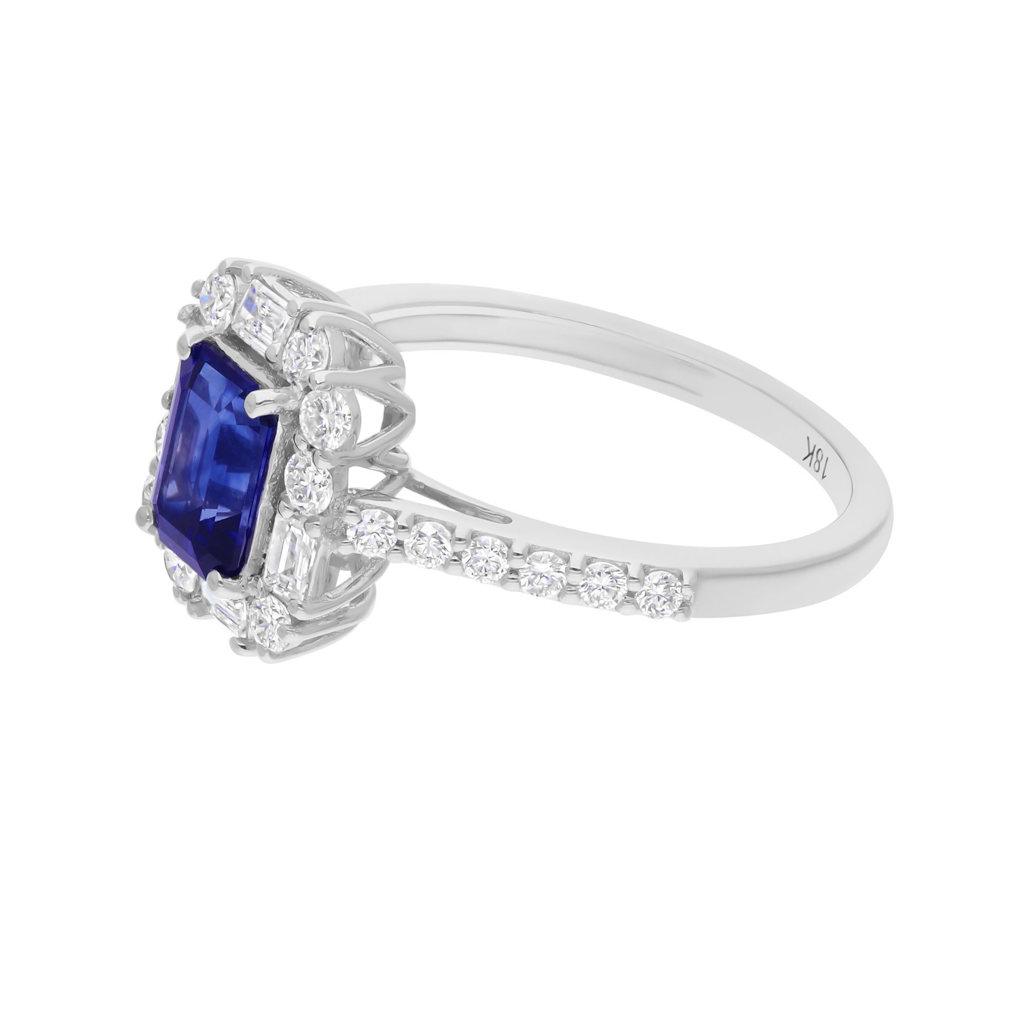 Anello con gemma di zaffiro blu naturale SI/H Diamond Gioielli in oro bianco 18 carati In condizioni Nuovo in vendita a Diera, Dubai