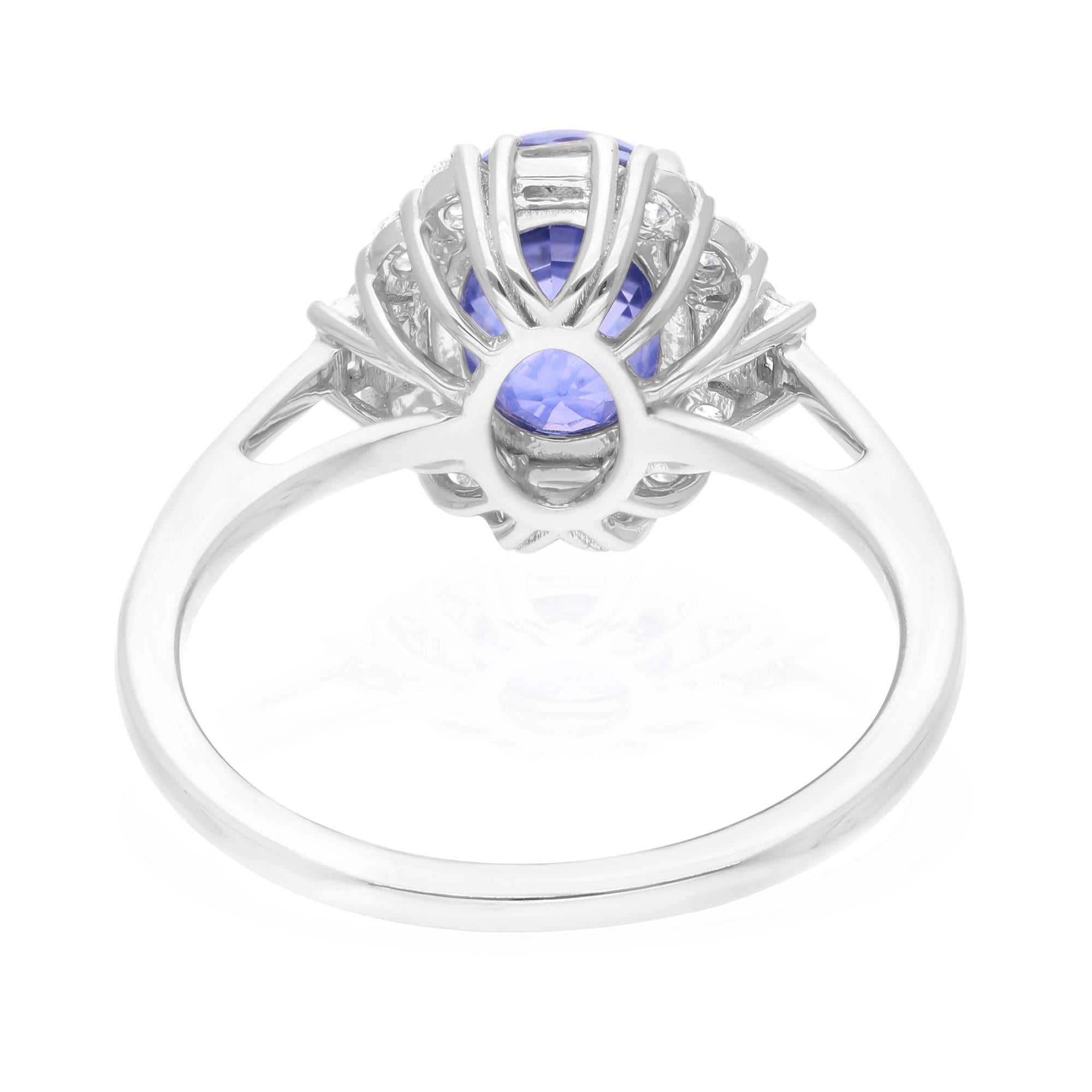 Cast from 18-karat gold, these exquisite ring is handset with 3 carats blue sapphire gemstone and 0.41 carats of sparkling diamonds.

The ring is a size 7 and may be resized to larger or smaller upon request. FOLLOW SPECTRUM JEWELS storefront to
