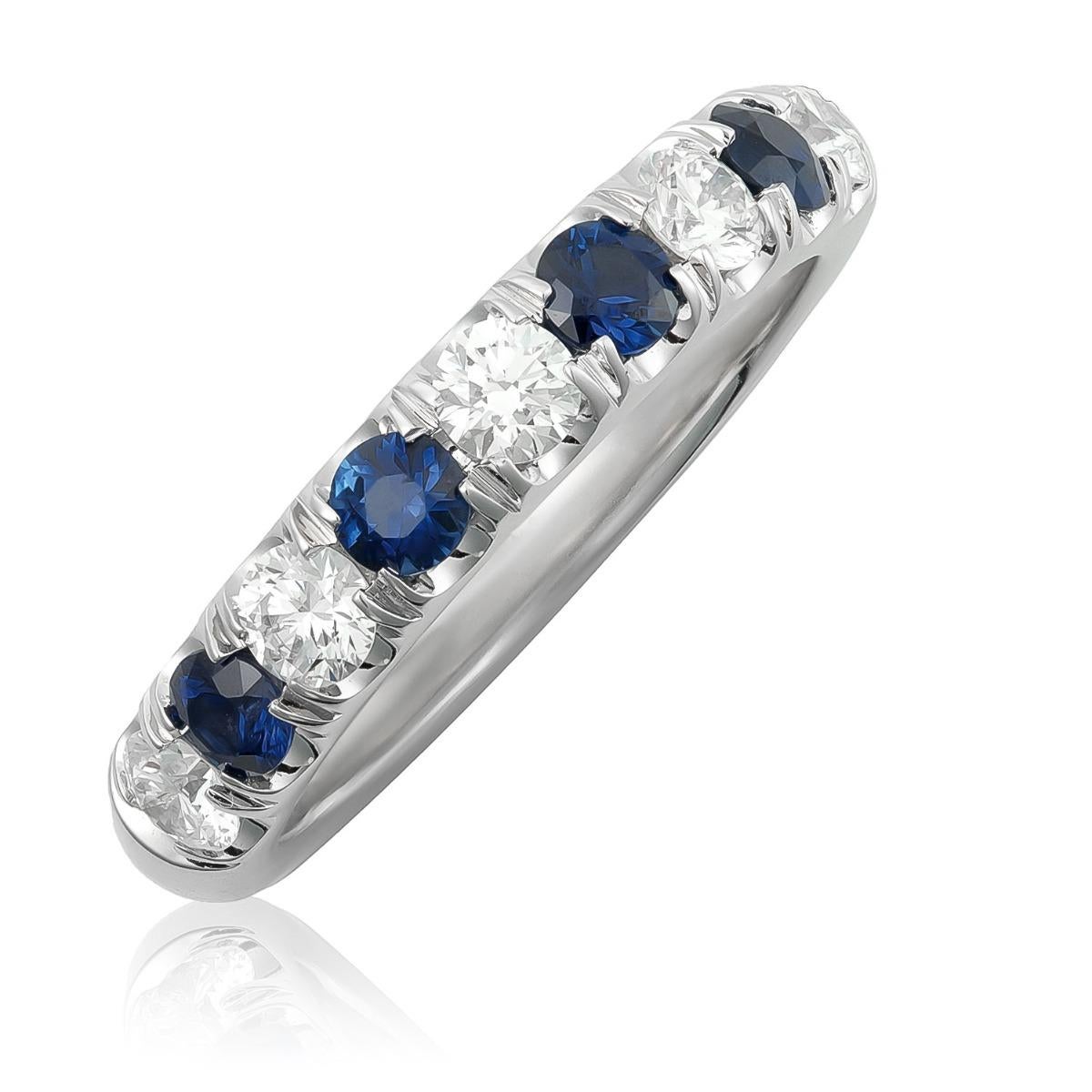 Discover the timeless elegance of this natural blue sapphire ring, featuring a total of 0.44 carats of vivid blue sapphires set in refined 14K white gold. Accented with 0.40 carats of sparkling diamonds, this ring exudes sophistication, making it a