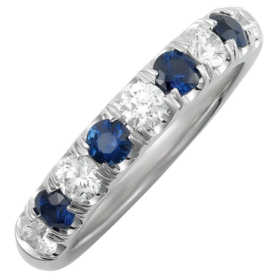 Natural Blue Sapphire Gemstones 0.44 carats in 14K White Gold Ring with Diamonds