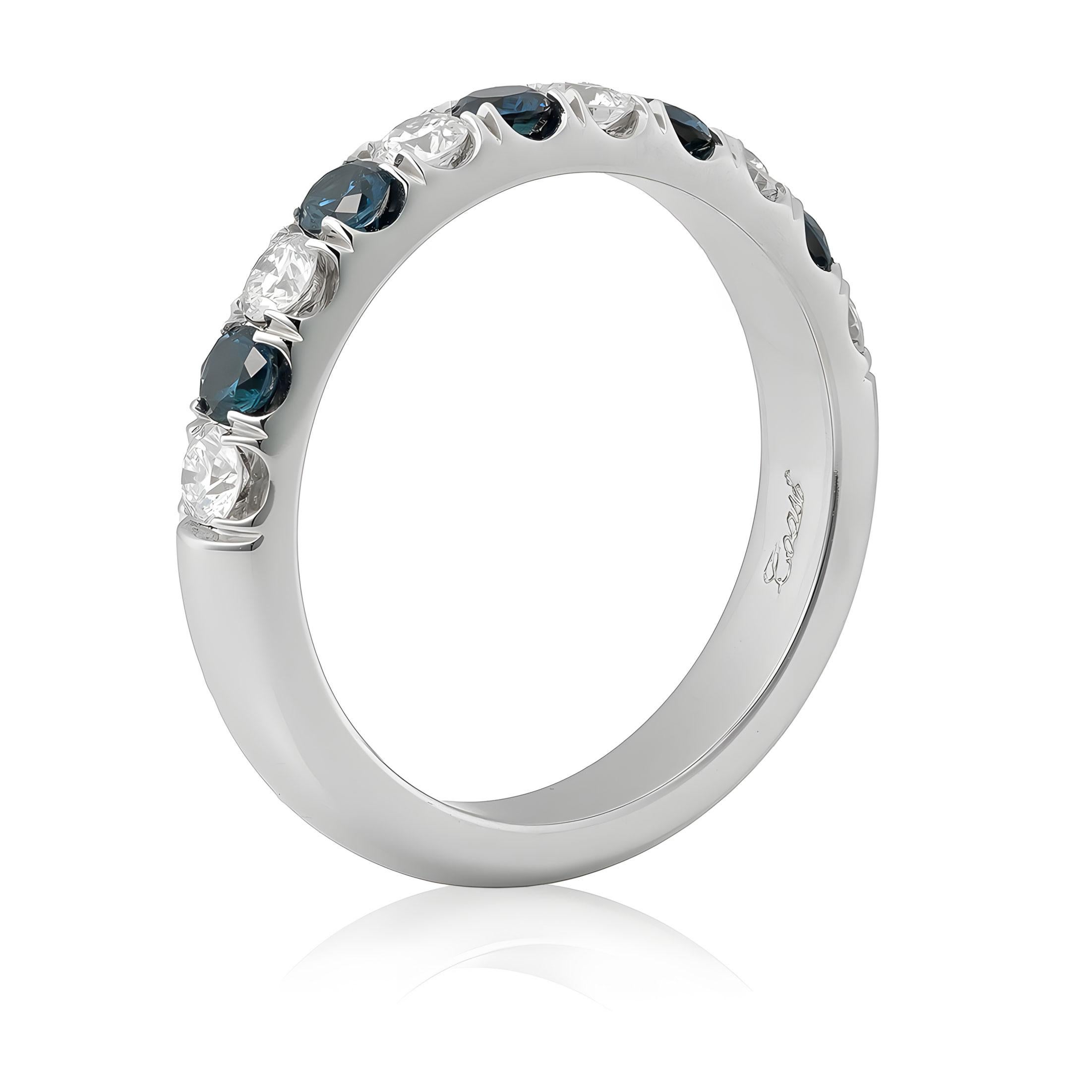 Mixed Cut Natural Blue Sapphire Gemstones 0.45 carats in 14K White Gold Ring with Diamonds