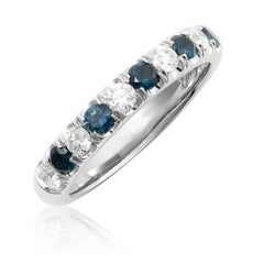 Natural Blue Sapphire Gemstones 0.45 carats in 14K White Gold Ring with Diamonds