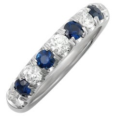 Natural Blue Sapphire Gemstones 0.50 carats in 14K White Gold Ring with Diamonds